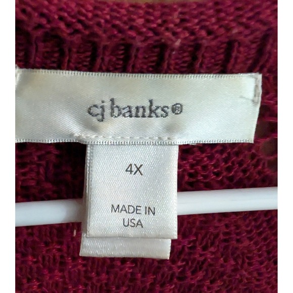 CJ Banks Plus Size 4X Open Front Kimono‎ Cardigan Duster Sweater Berry Red Knit - Picture 3 of 7